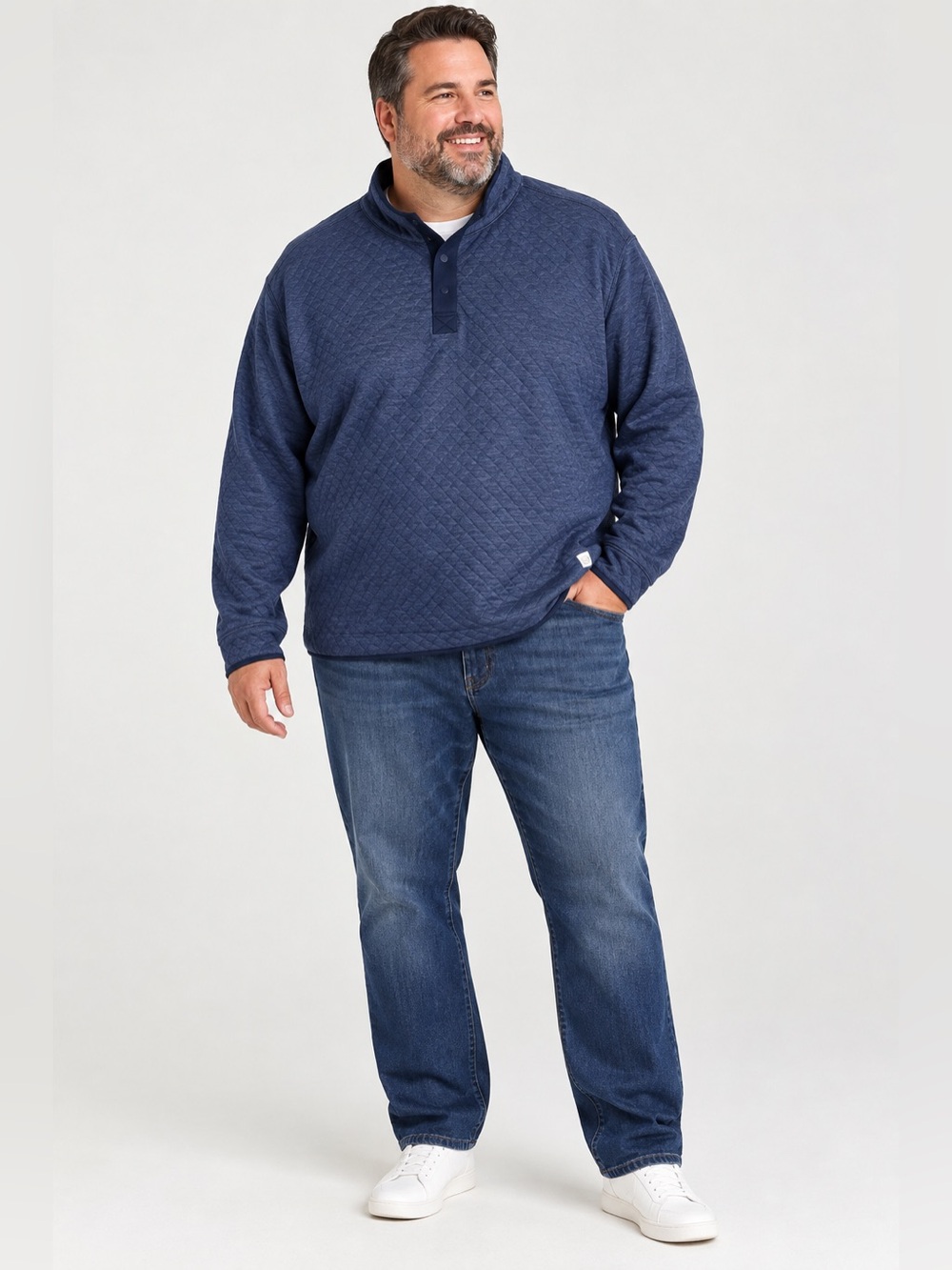 Marine Layer Corbet Quilted Pullover Shirt Navy XXXL Reversible Mock Neck